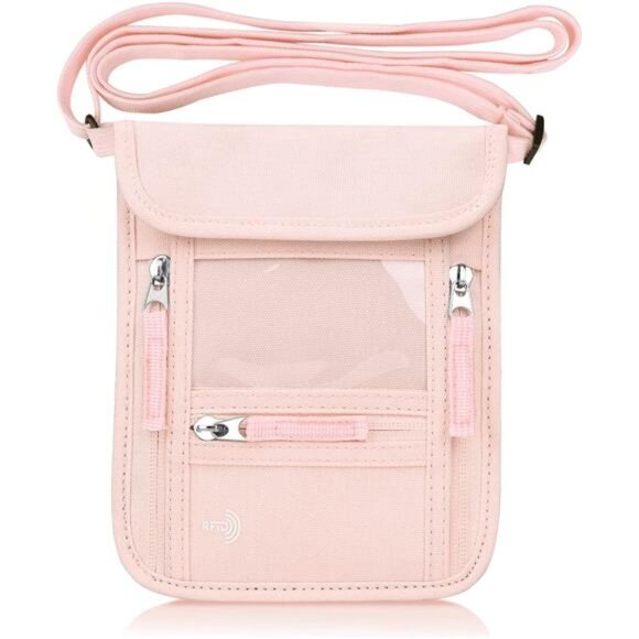 Passport Holder Neck Pouch Travel Wallet for Women and Men, RFID Blocking - Picture 1 of 7